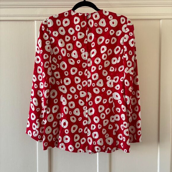80s Vintage Designer 100% Silk Red Statement Blouse David Hayes SMALL - Picture 3 of 5